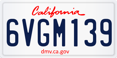 CA license plate 6VGM139