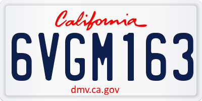 CA license plate 6VGM163