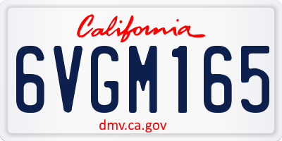 CA license plate 6VGM165