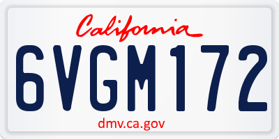 CA license plate 6VGM172