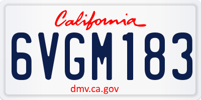 CA license plate 6VGM183