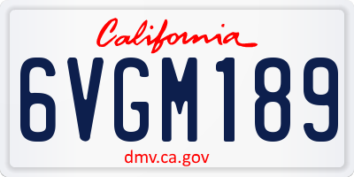 CA license plate 6VGM189