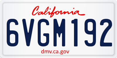 CA license plate 6VGM192