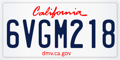CA license plate 6VGM218