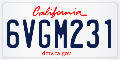CA license plate 6VGM231
