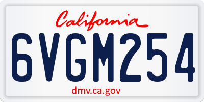 CA license plate 6VGM254