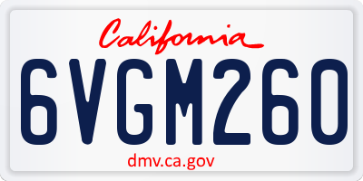 CA license plate 6VGM260