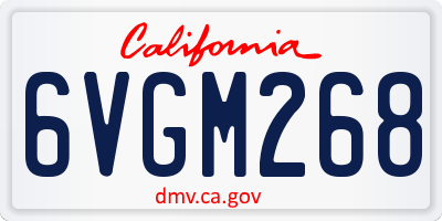 CA license plate 6VGM268