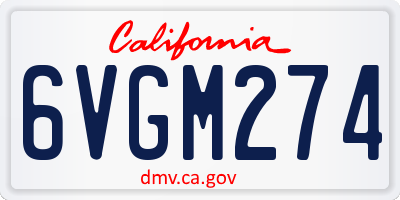 CA license plate 6VGM274