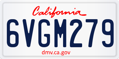 CA license plate 6VGM279