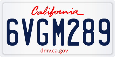 CA license plate 6VGM289