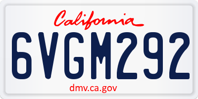 CA license plate 6VGM292