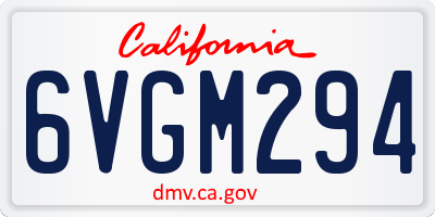 CA license plate 6VGM294