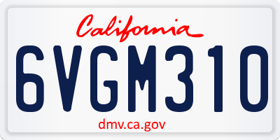 CA license plate 6VGM310