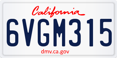 CA license plate 6VGM315