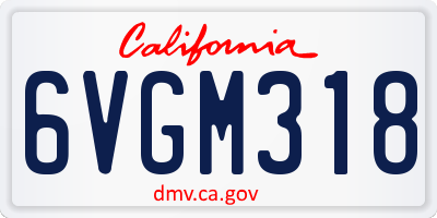 CA license plate 6VGM318