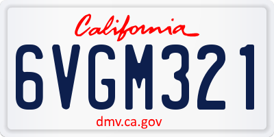 CA license plate 6VGM321