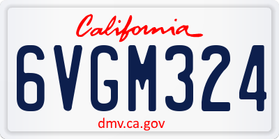 CA license plate 6VGM324
