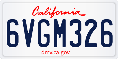 CA license plate 6VGM326