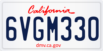CA license plate 6VGM330