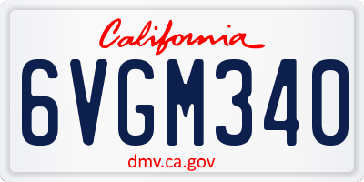 CA license plate 6VGM340