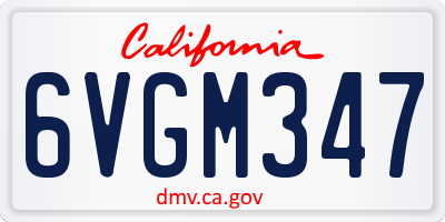 CA license plate 6VGM347