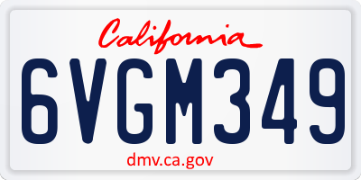 CA license plate 6VGM349