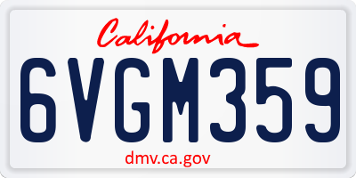 CA license plate 6VGM359