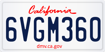 CA license plate 6VGM360