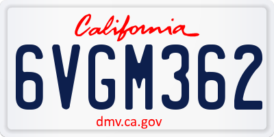 CA license plate 6VGM362