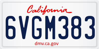 CA license plate 6VGM383