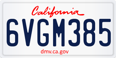 CA license plate 6VGM385
