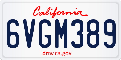 CA license plate 6VGM389