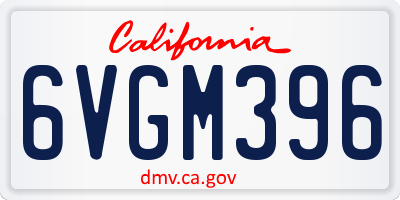CA license plate 6VGM396