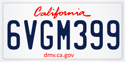 CA license plate 6VGM399