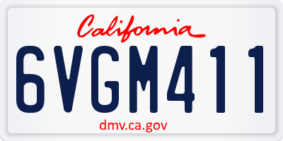 CA license plate 6VGM411