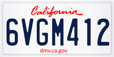 CA license plate 6VGM412