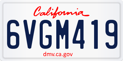 CA license plate 6VGM419