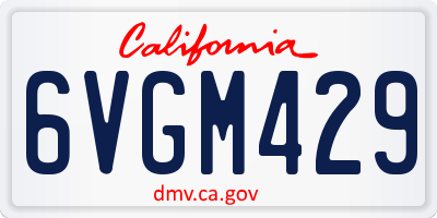 CA license plate 6VGM429