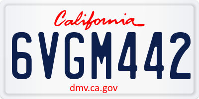 CA license plate 6VGM442