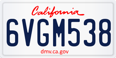 CA license plate 6VGM538