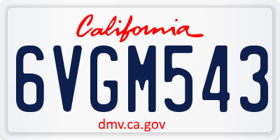 CA license plate 6VGM543