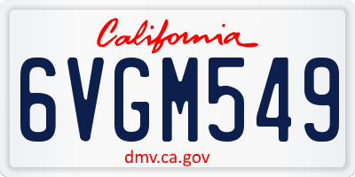 CA license plate 6VGM549