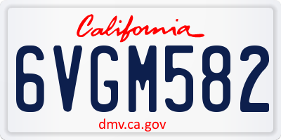CA license plate 6VGM582