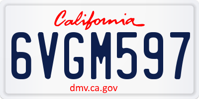 CA license plate 6VGM597