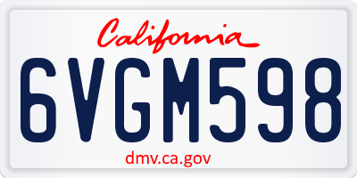 CA license plate 6VGM598