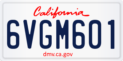 CA license plate 6VGM601