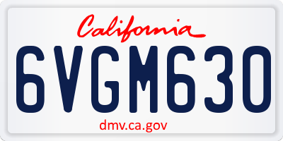 CA license plate 6VGM630