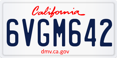 CA license plate 6VGM642