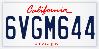 CA license plate 6VGM644